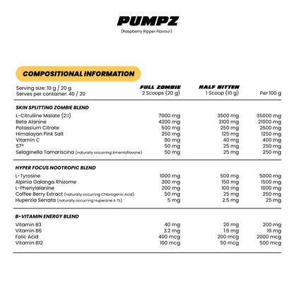 Zombie Labs | Pumpz Non-Stim Pre-Workout - HD Supplements Australia