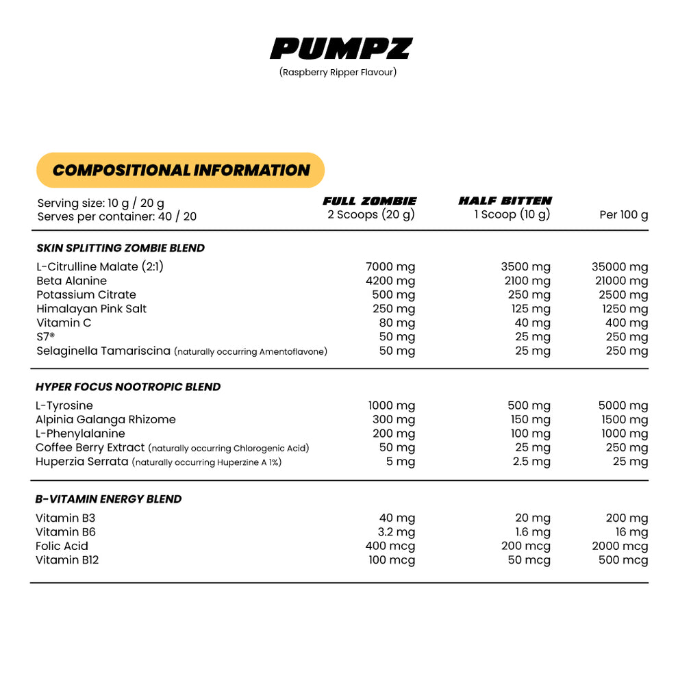 Zombie Labs | Pumpz Non-Stim Pre-Workout - HD Supplements Australia